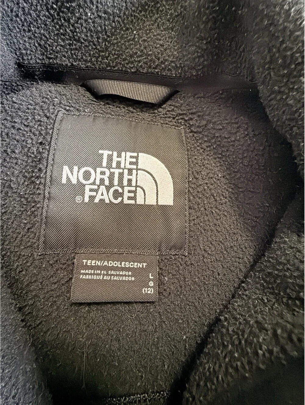 The North Face Teen Denali Jacket TNF Black TNF Marker Logo Print L